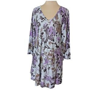 J Jill Women Tunic Sweater Gray A Line Knit Long Sleeve  Boho Casual Flowy Large